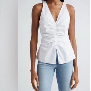 Veronica Beard White Ruched Blouse NWT